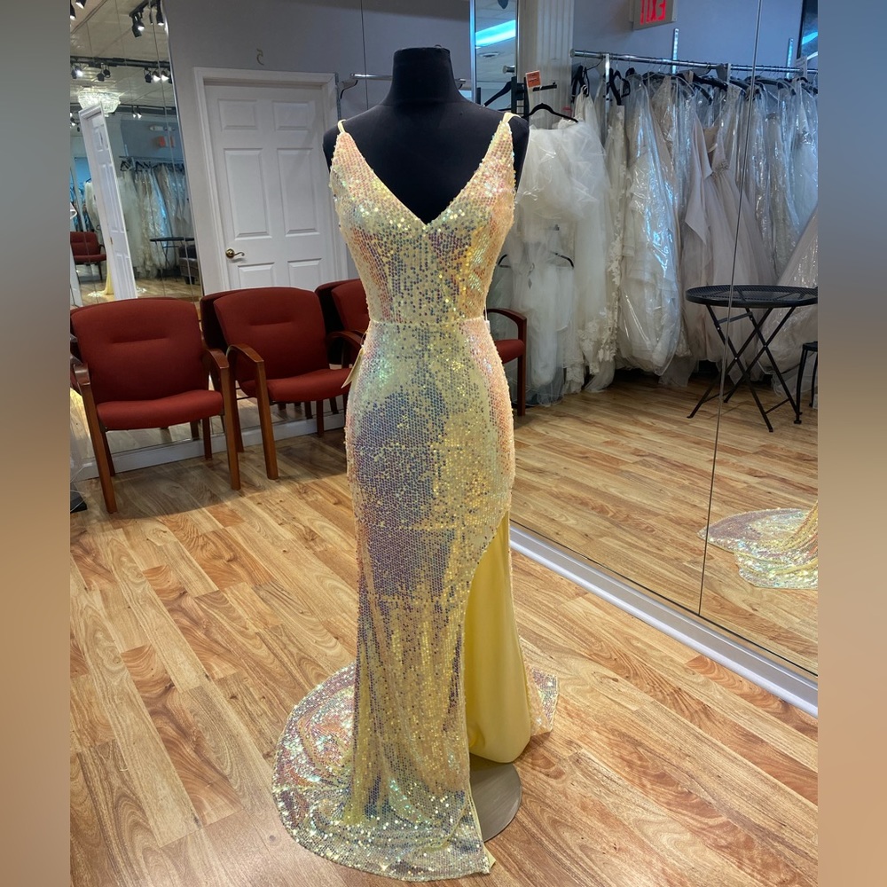 Lemon sequin prom dress